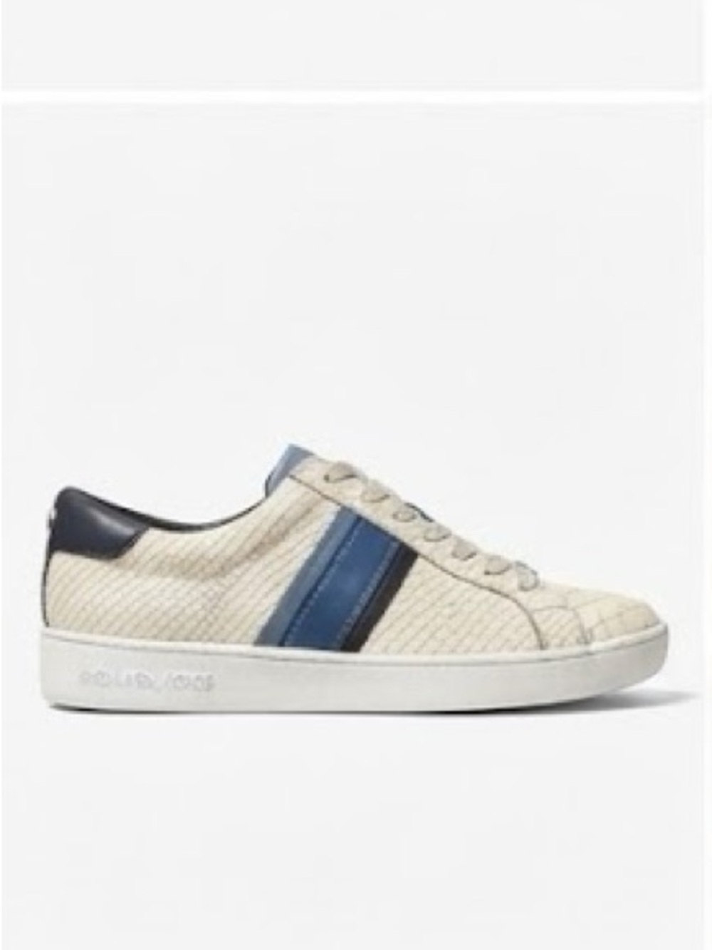 MICHAEL Michael Kors White & Blue Snake-Embossed Leather Sneakers